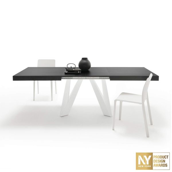 Romina Uitschuifbare Tafel 160(240)x90 cm, Zwart Essen met Witte Poten