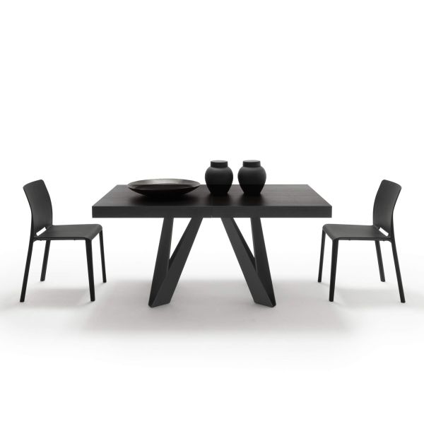 Ausziehbarer Esstisch Romina 160(240)x90 cm, Esche Schwarz, Schwarze Eisen Beine Detailbild 3