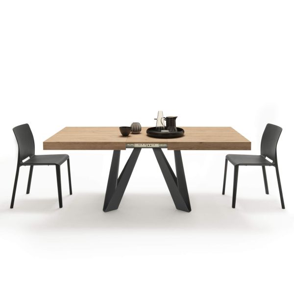 Romina Uitschuifbare Tafel 160(240)x90 cm, Naturel Eiken met Zwarte Poten detailafbeelding 4