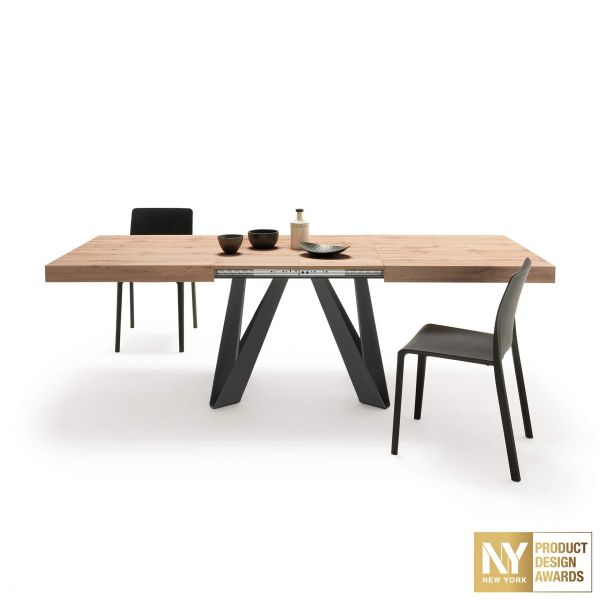 Masă Extensibilă Romina 160(240)x90 cm, Stejar Rustic cu Picioare din Fier Negre