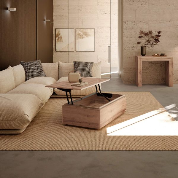 COFFRE, table basse, 2 en 1 en bois de manguier, 80 cm