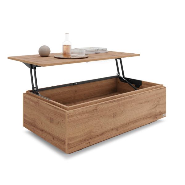 Emdivayn Table Basse Coffre à roulettes, Table Coffre de Style Rustique en Bois de pin Massif, Grand Espace de Rangement