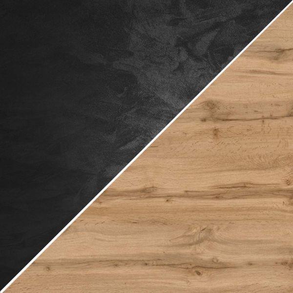 Dressoir-Buffet 4 deuren Emma met zwarte poten, Rustiek Eiken en Rustiek Eiken materiaal afbeelding