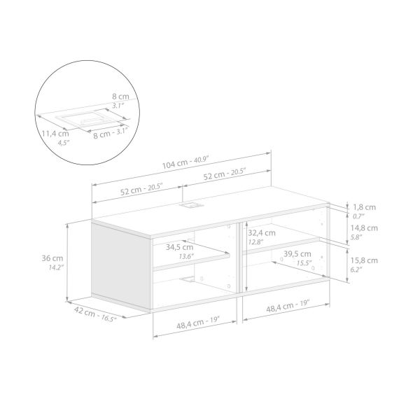 tv wandmeubel x wit essen technische afbeelding 1