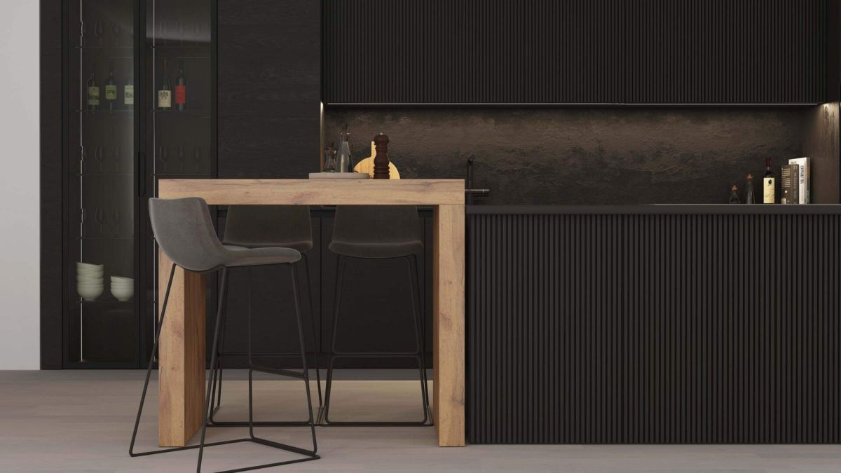 Mesa Alta Evolution 120x60, Cimento Cinza com Duas Pernas e Carregador Wireless imagem do conjunto 2