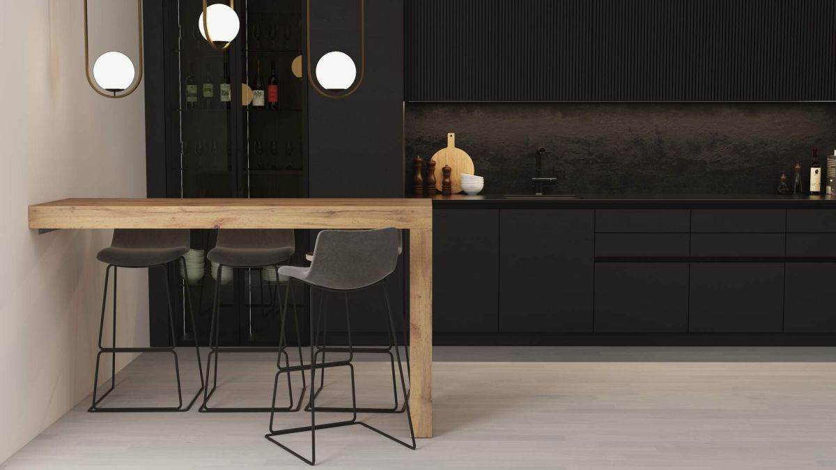Evolution Küchenhalbinsel mit kabellosem Ladegerät 180x60, Esche, Weiß Umgebungsbild 2