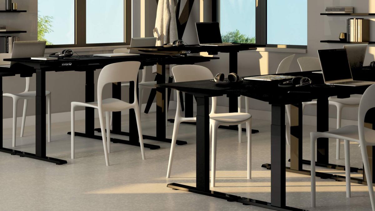 Verstelbaar Bureau Clara 140x60 Zwart Beton met Zwarte Poten set afbeelding 2