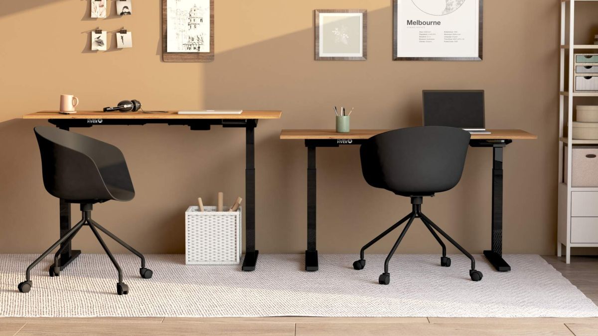 Verstelbaar Bureau Clara 140x80 Rustiek Eiken met Zwarte Poten set afbeelding 2