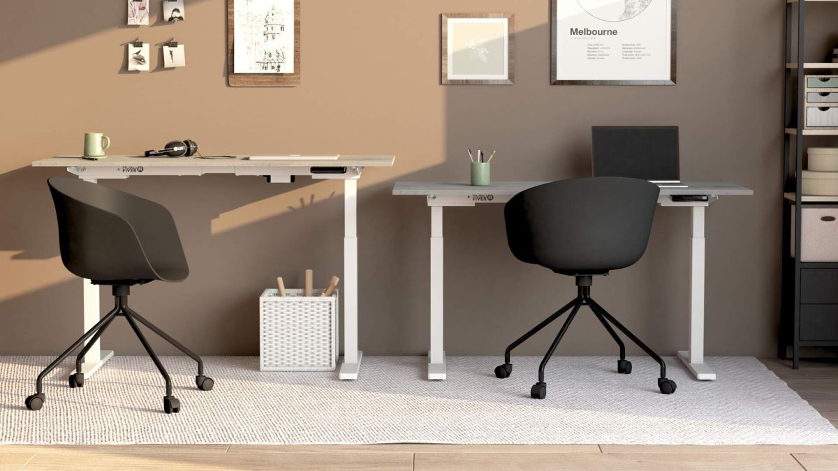 Verstelbaar Bureau Clara 160x60 Grijs Beton met Witte Poten set afbeelding 3