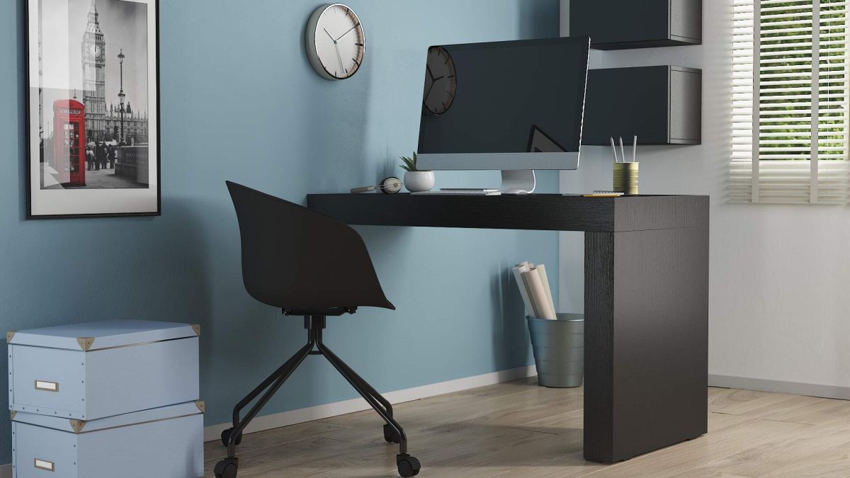 Bureau Evolution 120x60, Rustiek Eiken, één poot en Draadloze Oplader set afbeelding 1