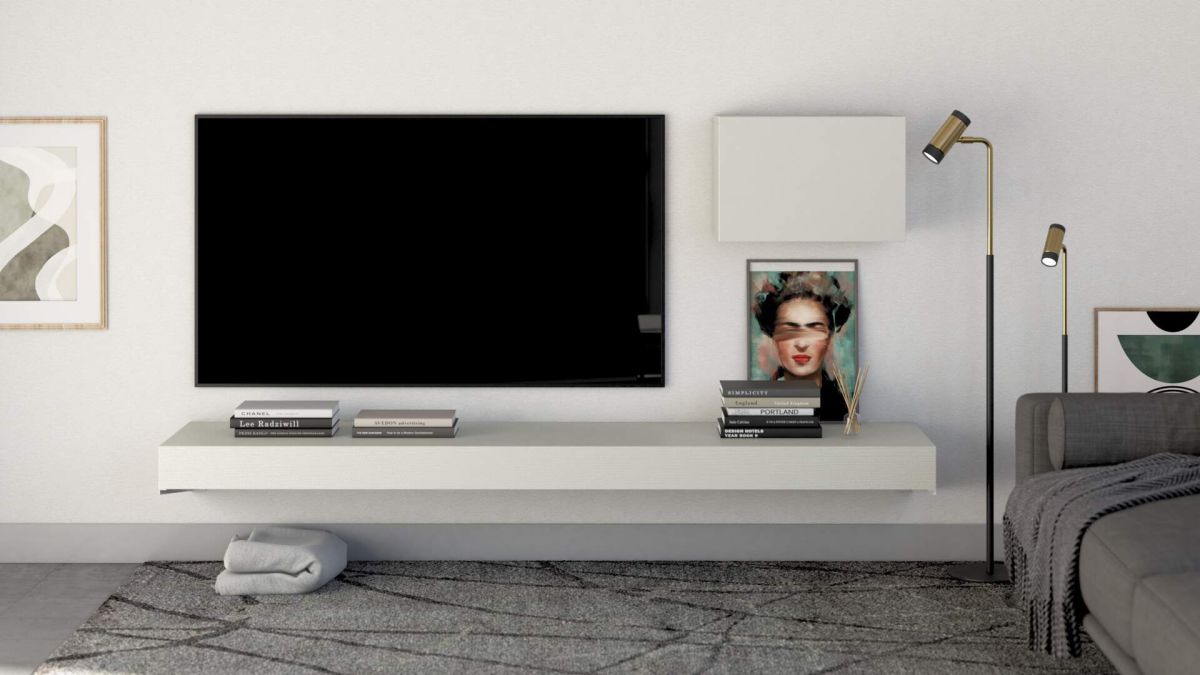 Bianco Frassinato Mobile Porta Tv Bianco Alto Rachele TV Stand