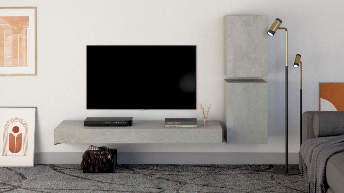 Tv wandmeubel Evolution 120x40, Rustiek Eiken set afbeelding 1