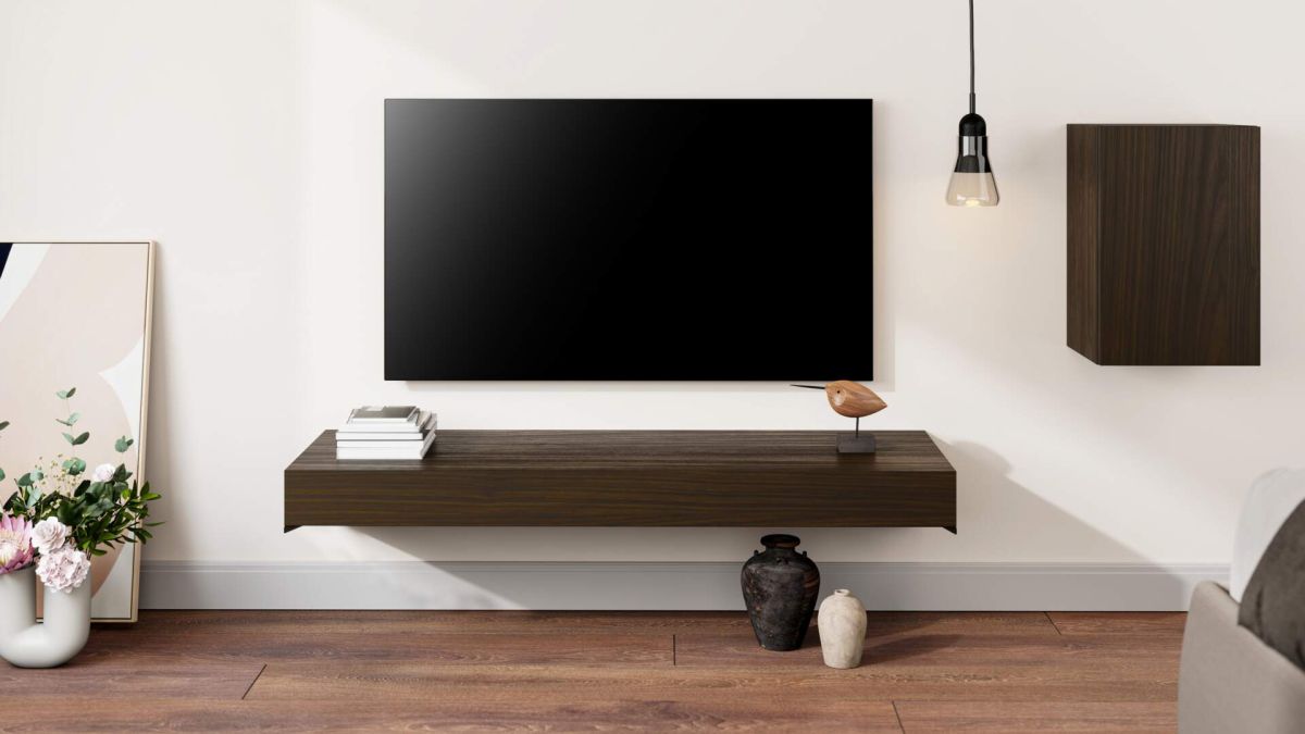 Móvel de TV suspenso Evolution 120x40, nogueira escuro imagem do conjunto 1