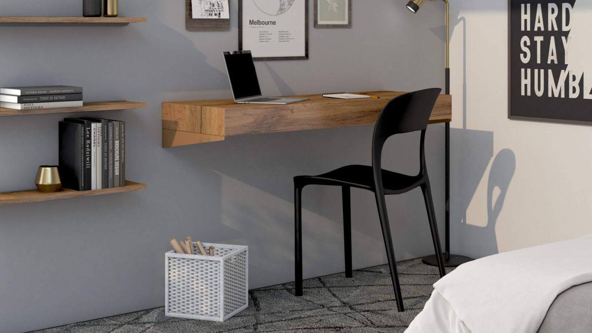 Wandbureau Evolution 120x40, Rustiek Eik met Draadloze Oplader set afbeelding 1
