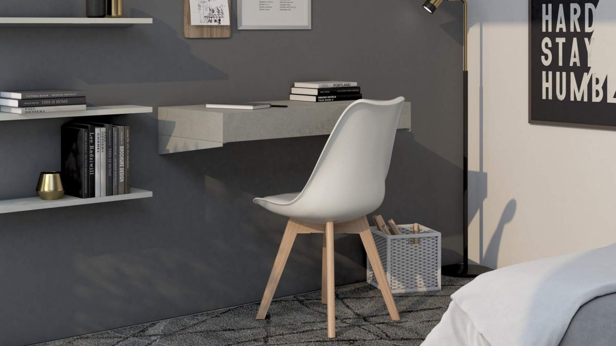 Wandbureau Evolution 90x40, Cement Grijs set afbeelding 1