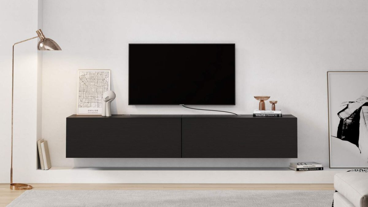 Parede de Tv Easy 1, freixo preto, 208x44x36 cm imagem do conjunto 1