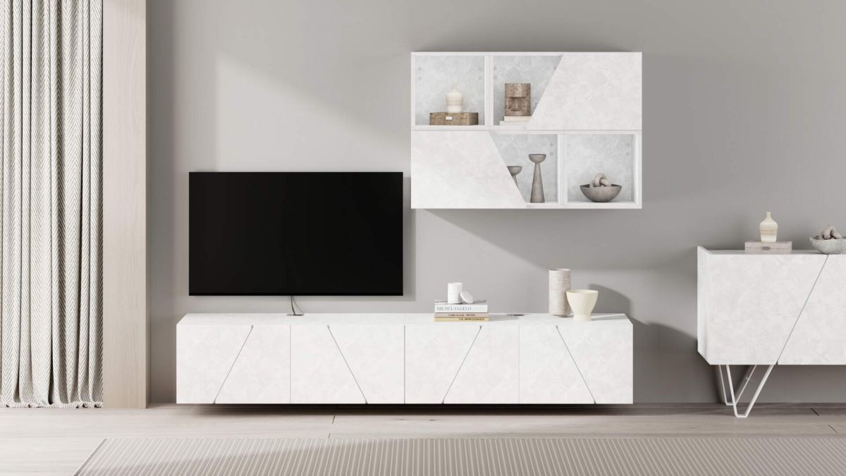 Hängeschrank X 36 ohne Türe, Weißer Beton Umgebungsbild 1