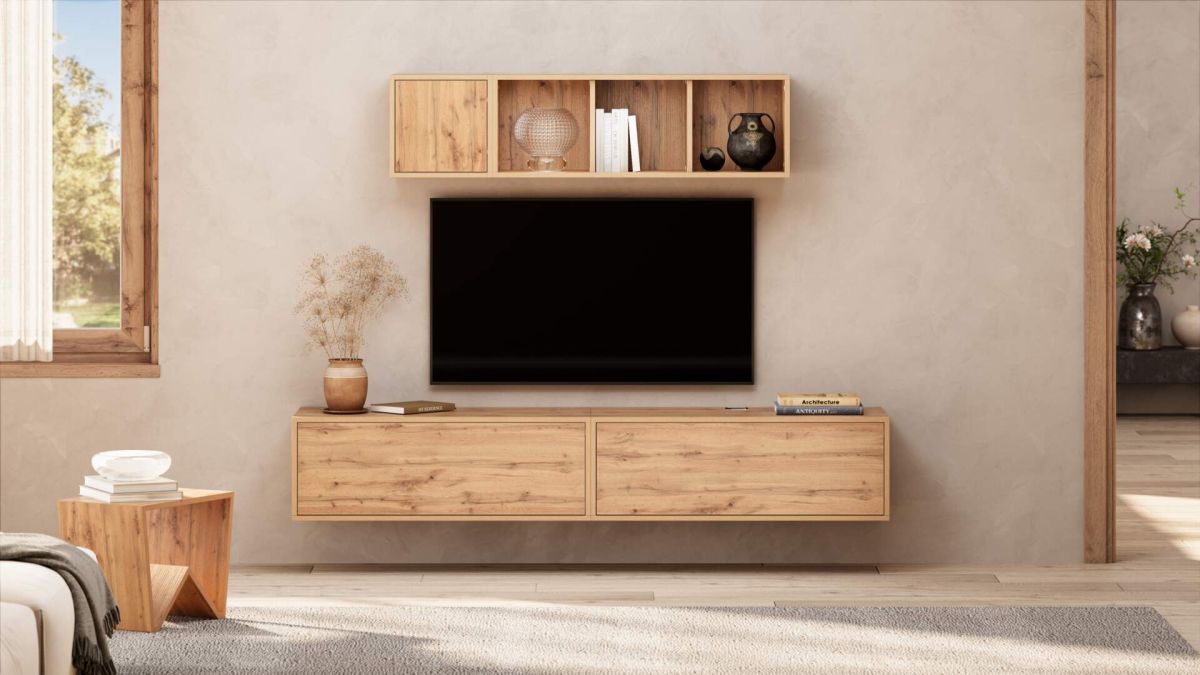 Iacopo woonkamer wandmeubel 3, rustiek eiken, 140x42x150 cm set afbeelding 2