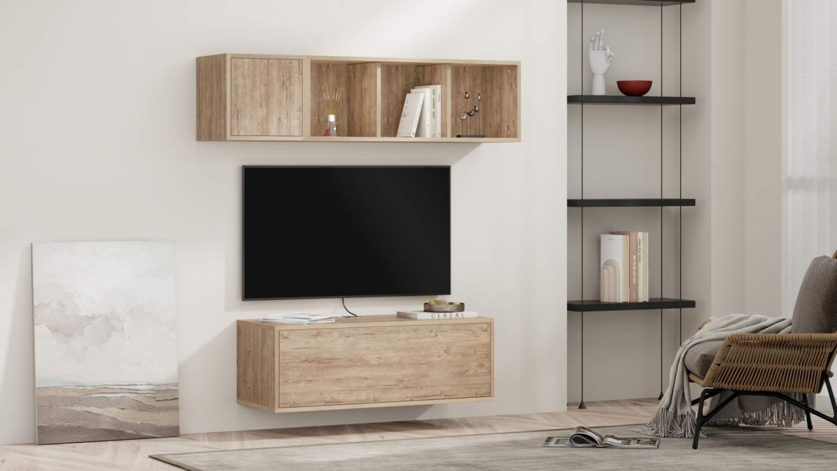 Iacopo woonkamer wandmeubel 3, eiken, 140x42x150 cm set afbeelding 1