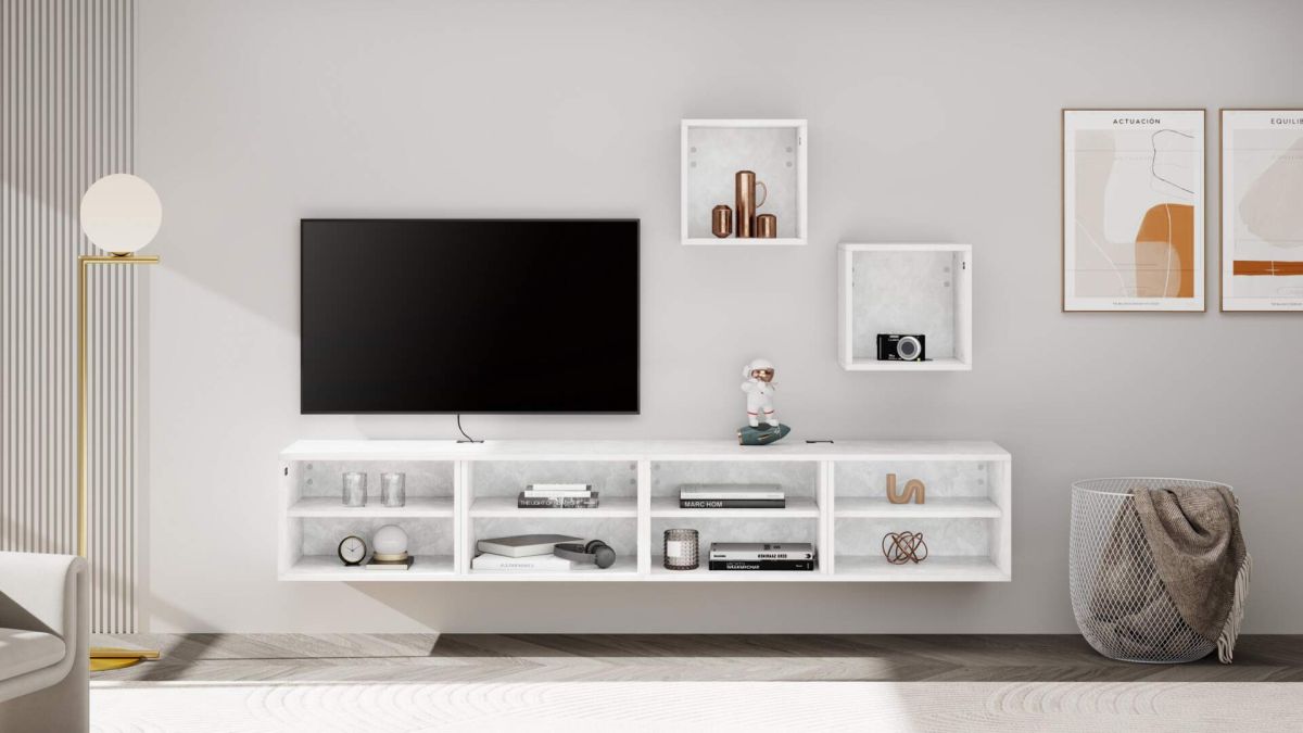 Hängeschrank X 36 ohne Türe, Weißer Beton Umgebungsbild 2