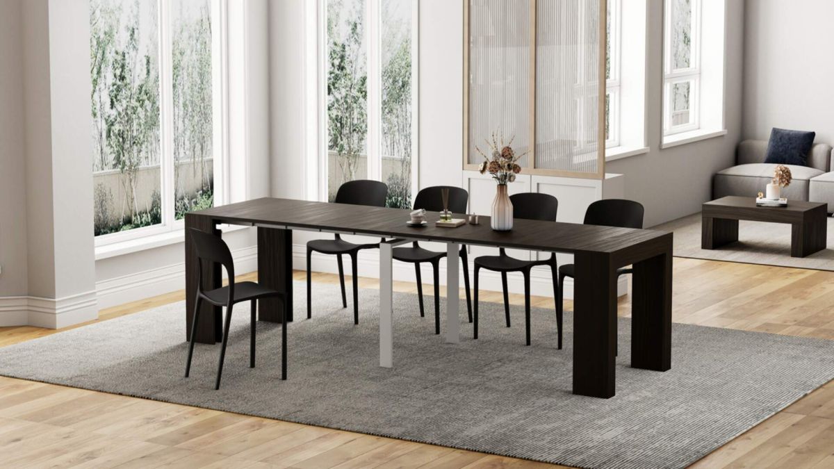 Uitschuifbare Consoletafel Angelica, 45(305)x90 cm,  amerikaanse walnoot set afbeelding 1