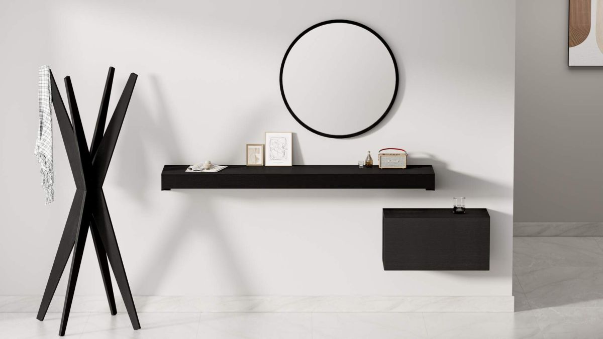 Wandkonsole Evolution 180x40, Esche Schwarz Umgebungsbild 1