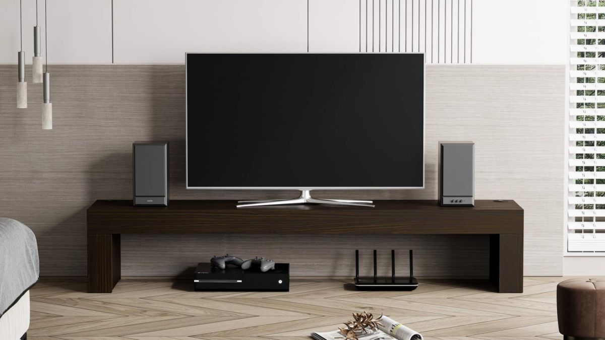 TV-Meubel Evolution 180x40 amerikaanse walnoot met Draadloze Oplader set afbeelding 1
