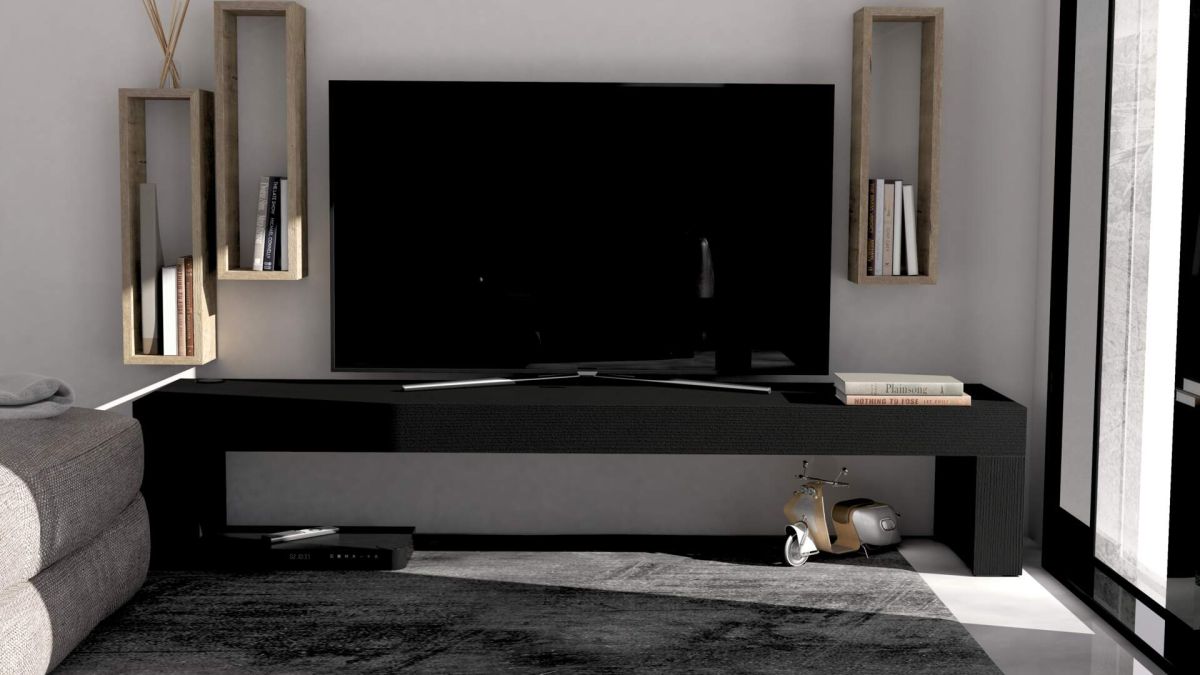 TV-Meubel Evolution 180x40, Rustiek Eiken, met Draadloze Oplader set afbeelding 1