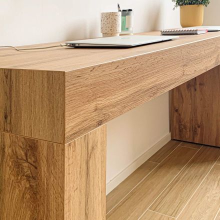 Table de bureau Evolution 180x40, Bois Rustique avec 2 pieds image de l'ensemble 6