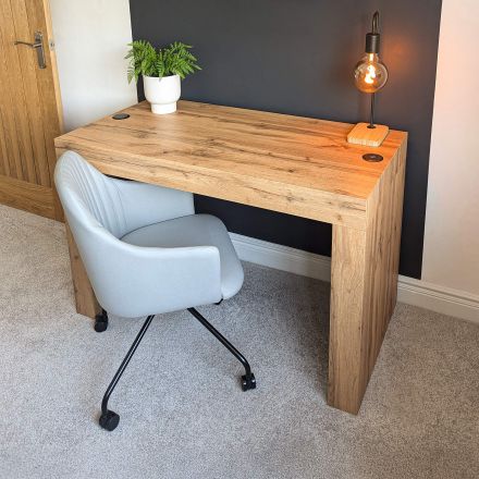Table de bureau Evolution 120x60, Bois Rustique avec 2 pieds et Chargeur Sans Fil image de l'ensemble 45
