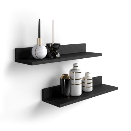 2-er Set rachele Regale, 80 cm, Esche, Schwarz Hauptbild