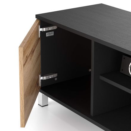 Rachele TV-Schrank, Esche, Schwarz, und rustikale Eiche Detailbild 18