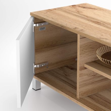 Rachele, TV-Schank, rustikale Eiche und Esche, Weiß Detailbild 11