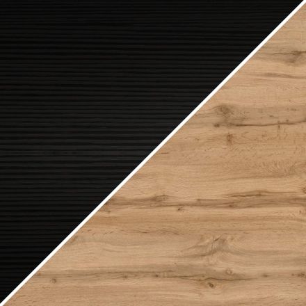 Rachele TV-Schrank, Esche, Schwarz, und rustikale Eiche Materialbild