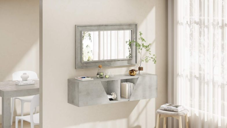 Espejo de pared Angelica, 112 x 67 cm, color Cemento gris imagen configurada 20
