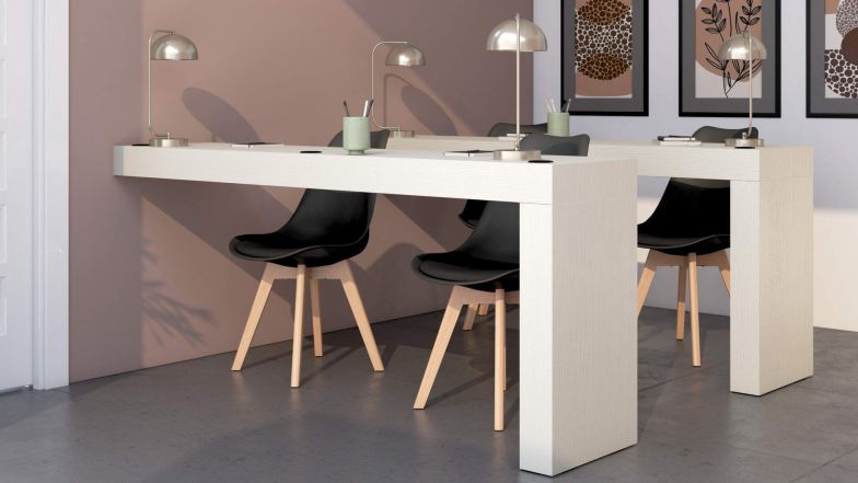Table de bureau Evolution 180x40, Bois Rustique avec 1 pied image de l'ensemble 60