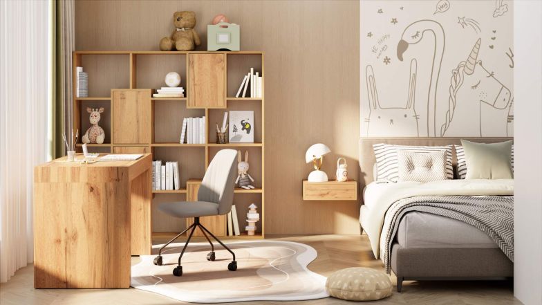 Table de bureau Evolution 180x60, Bois Rustique avec Deux Pieds image de l'ensemble 2