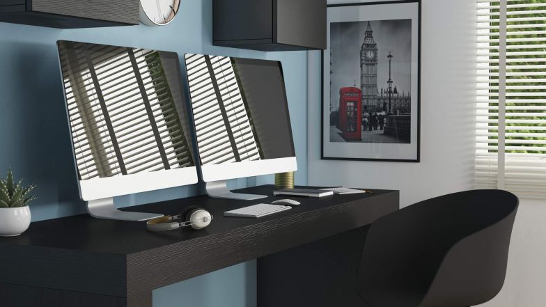 Table de bureau Evolution 180x60, Frêne Noir avec Deux Pieds image de l'ensemble 9