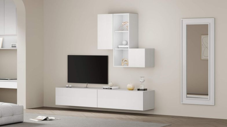 Espejo de pared/ pie Angelica, 160 x 67 cm, color Fresno blanco imagen configurada 8