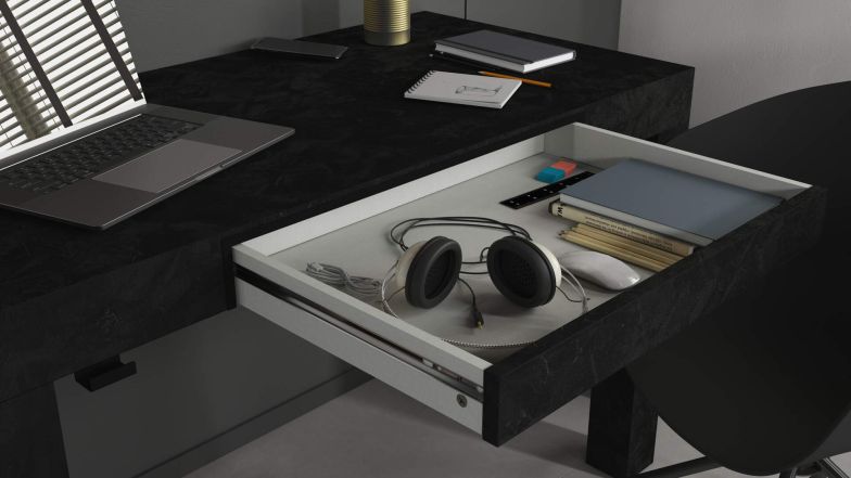 Table de Bureau multifonctionnelle First, Béton Noir image de l'ensemble 56