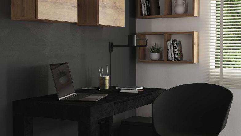 Table de Bureau multifonctionnelle First, Béton Noir image de l'ensemble 55