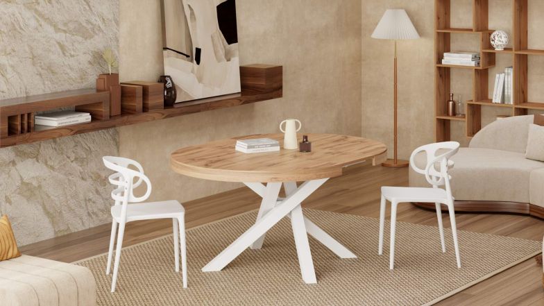 Hanobe Vassoio decorativo per la casa: vassoi rotondi ottomani per soggiorno tavolino da caffè 30,5 cm centrotavola in legno bianco con piedini in metallo per ingresso bancone cucina