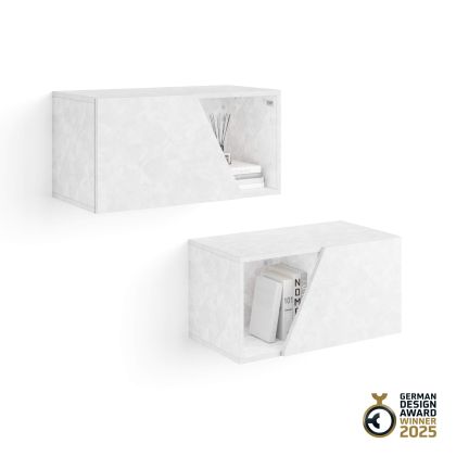 Conjunto de 2 armários de parede Emma 70 com porta de aleta, cimento branco