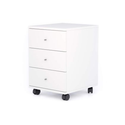 Bloco de gavetas Clara com rodas, branco mate