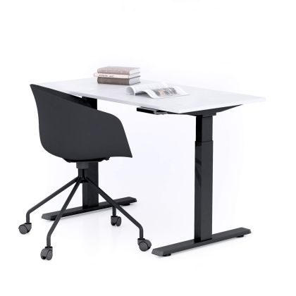 Verstelbaar Bureau Clara 120x60 Wit Beton met Zwarte Poten