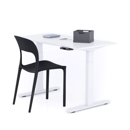 Verstelbaar Bureau Clara 120x60 Wit Beton met Witte Poten