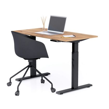 Verstelbaar Bureau Clara 120x60 Rustiek Eiken met Zwarte Poten