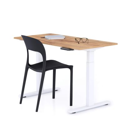 Verstelbaar Bureau Clara 120x60 Rustiek Eiken met Witte Poten