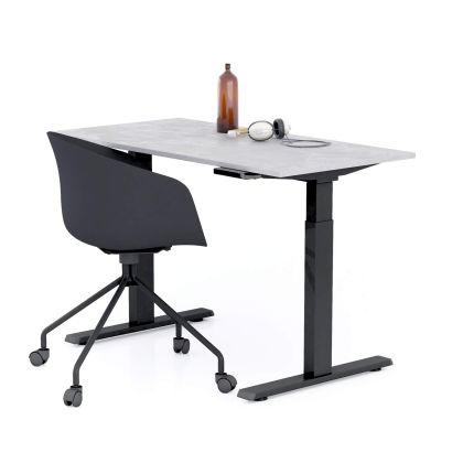 Verstelbaar Bureau Clara 120x60 Grijs Beton met Zwarte Poten