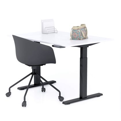 Verstelbaar Bureau Clara 120x80 Wit Beton met Zwarte Poten